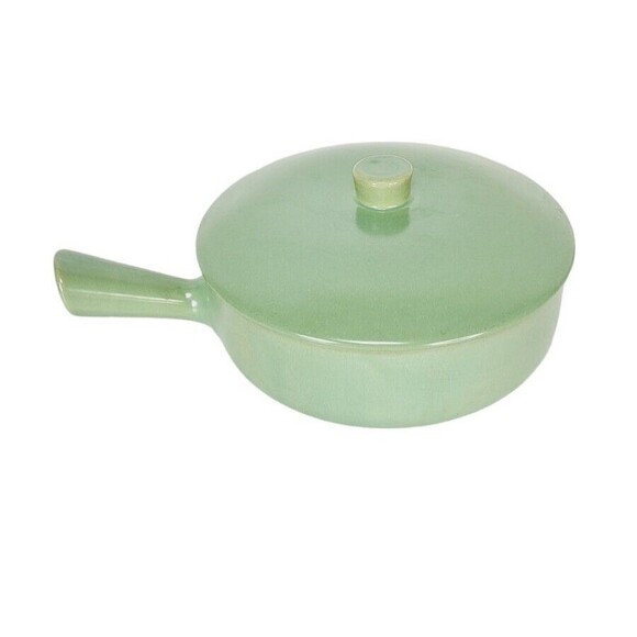 VTG 40s 50s MCM La Solana Stoneware Pottery Cookware Set Pots Pans & Bowl Green - Picture 10 of 16